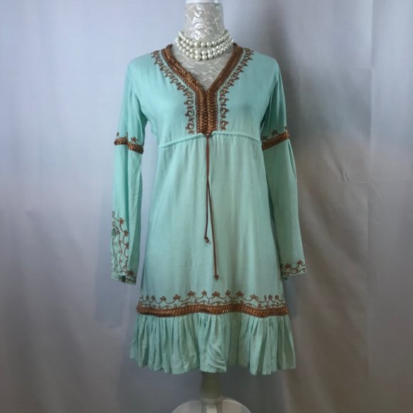 Moda Blue and Gold Dress - Picture 1 of 3